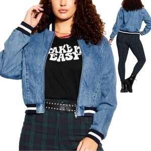 CCX City Chic 20W Denim Sofia Zip Up Jacket (E38.10)